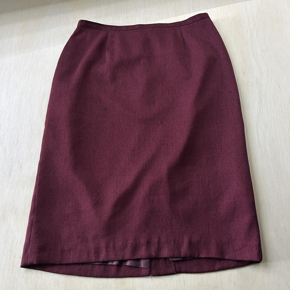 Kasper A.S.L. Skirt Womens 14 Red Solid Polyester Pencil Knee Length Lined